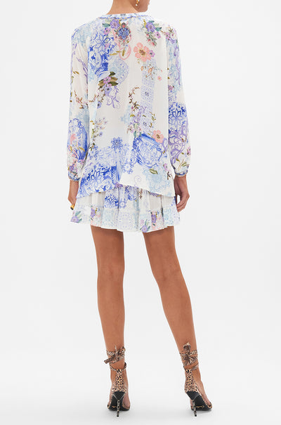 Camilla - Paint Me Positano Lace Up Blouse