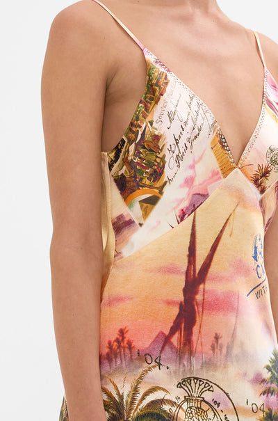 Camilla - Millas Got Mail V Neck Full Length Bias Slip Dress