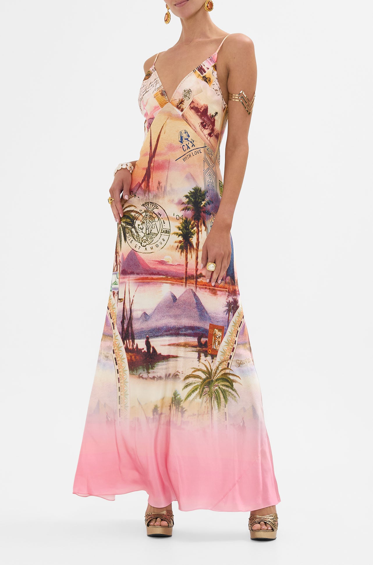 Camilla - Millas Got Mail V Neck Full Length Bias Slip Dress
