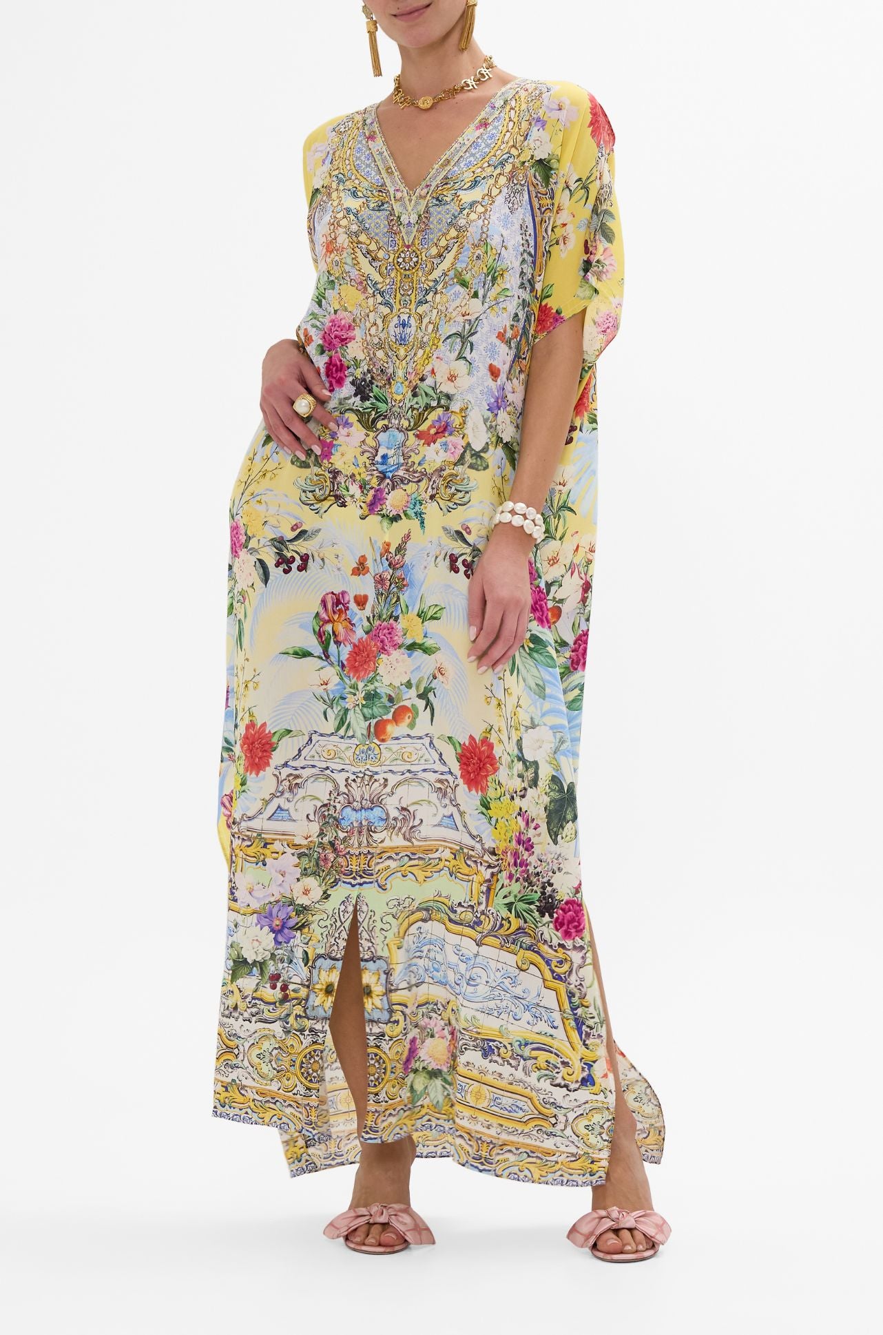 Camilla - Flor Fantastica Slim Fit Kaftan with Split