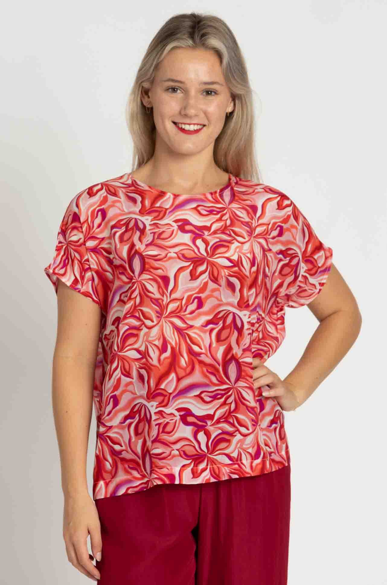 Mela Purdie - Cap Shell in Tangello Print Silk