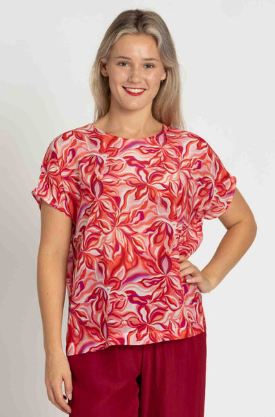 Mela Purdie - Cap Shell in Tangello Print Silk
