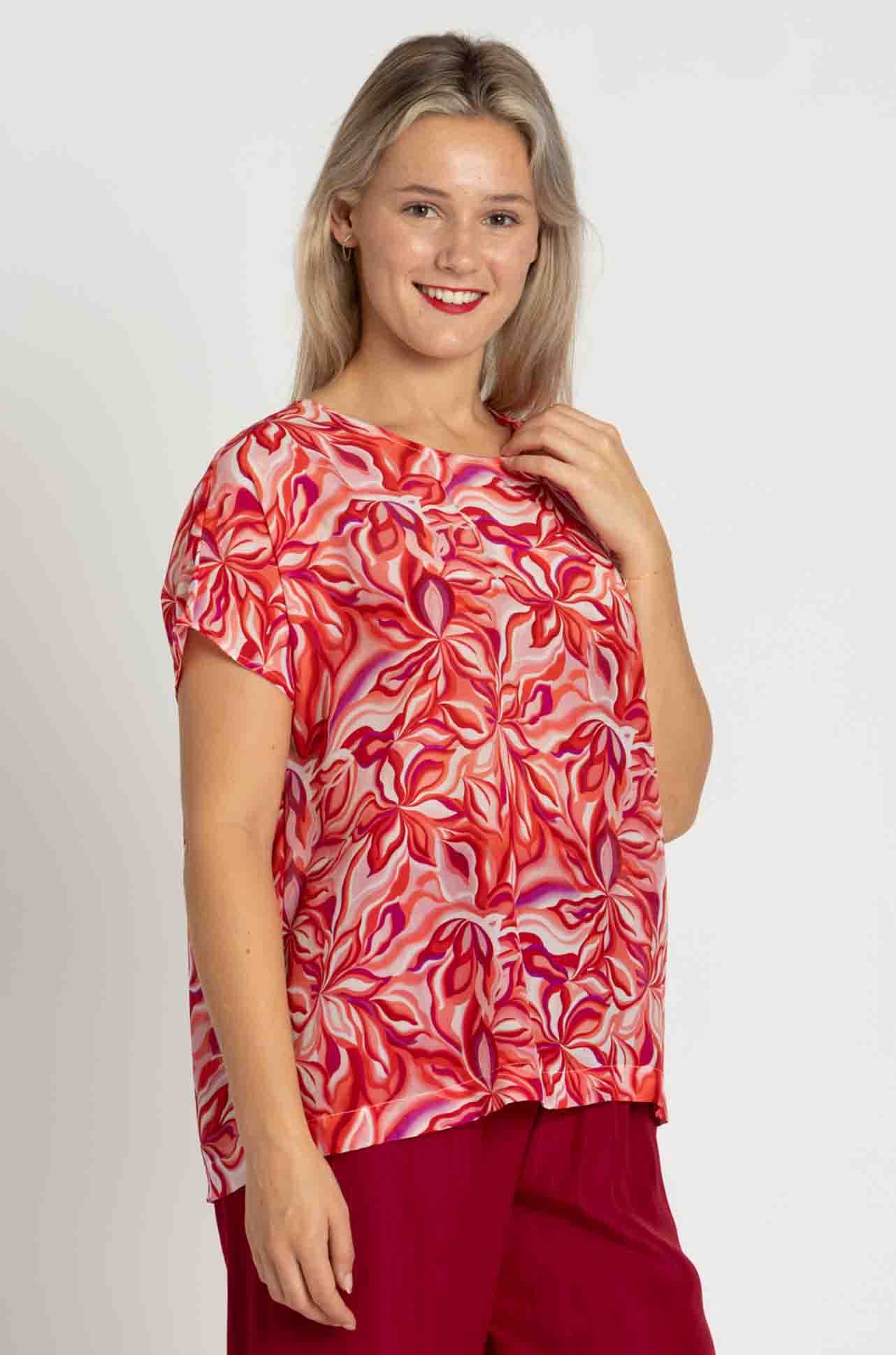 Mela Purdie - Cap Shell in Tangello Print Silk