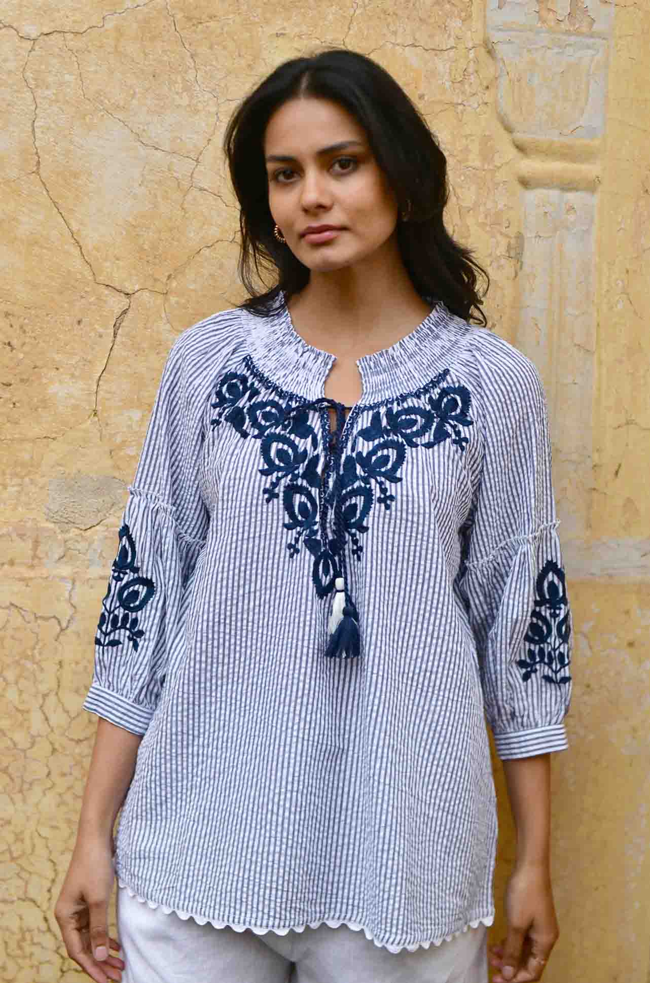 Azure and Indigo - Capri Blouse