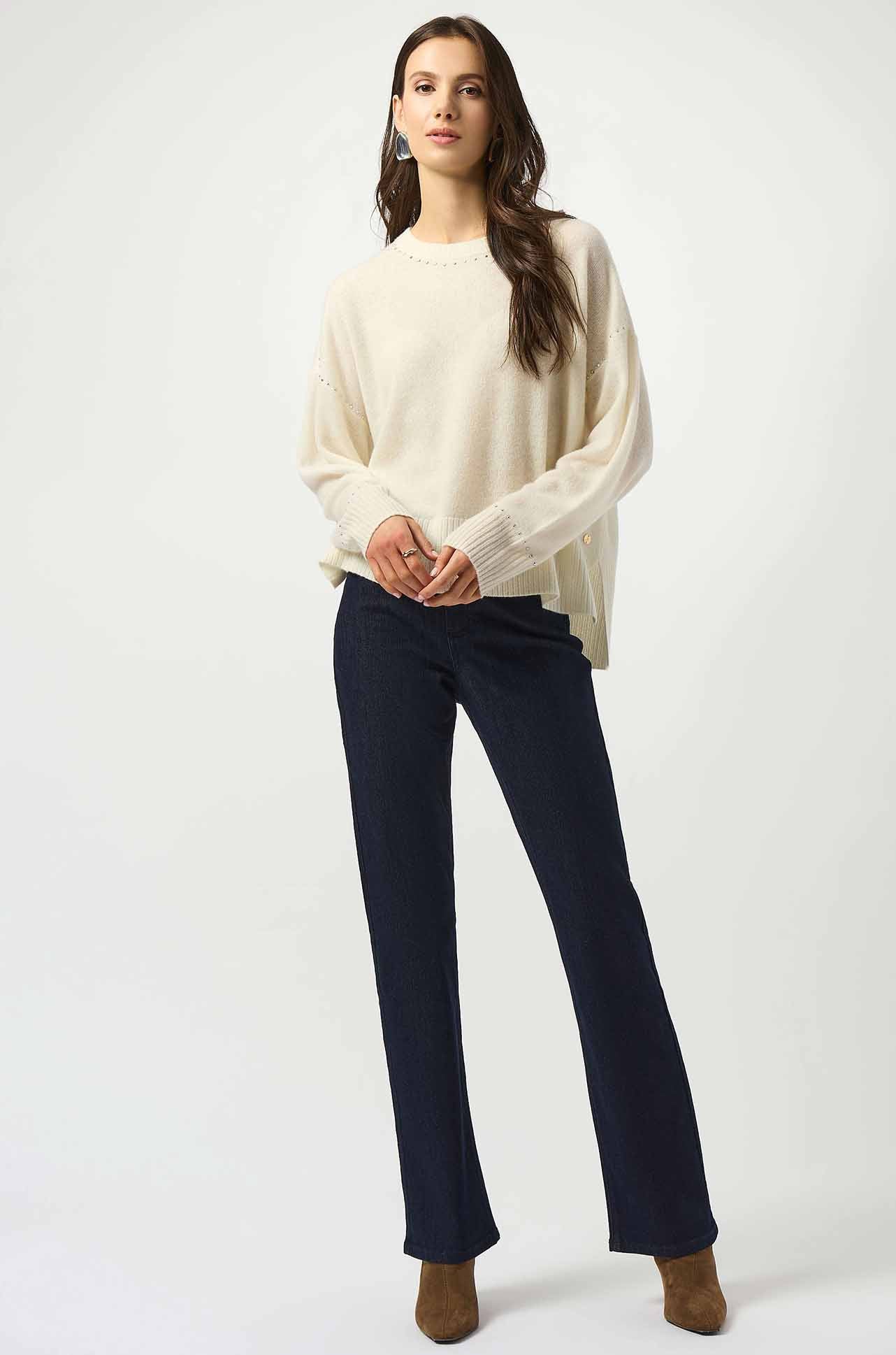 Joseph Ribkoff - Cashmere Crew Neck Top w/ Stud Detailing