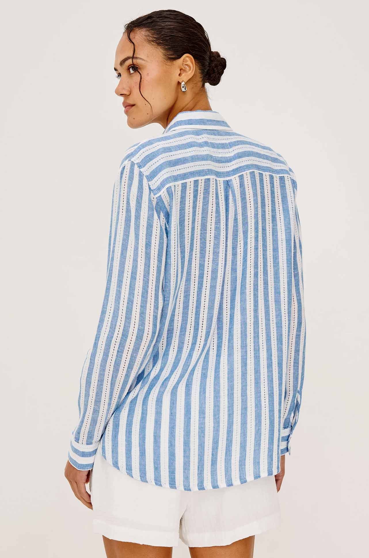 Rails - Charli LS Button Down in Atlantis Stripe