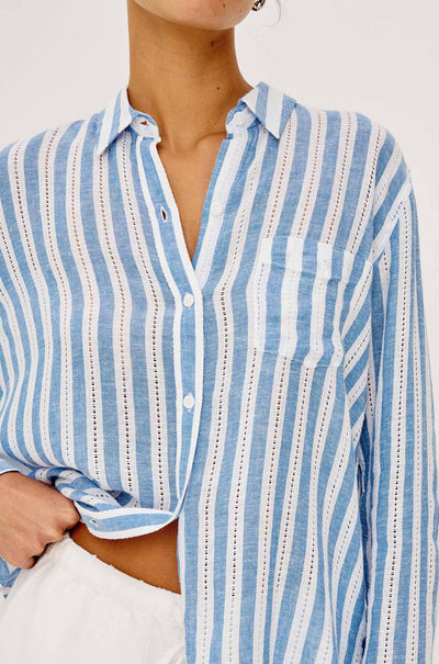 Rails - Charli LS Button Down in Atlantis Stripe