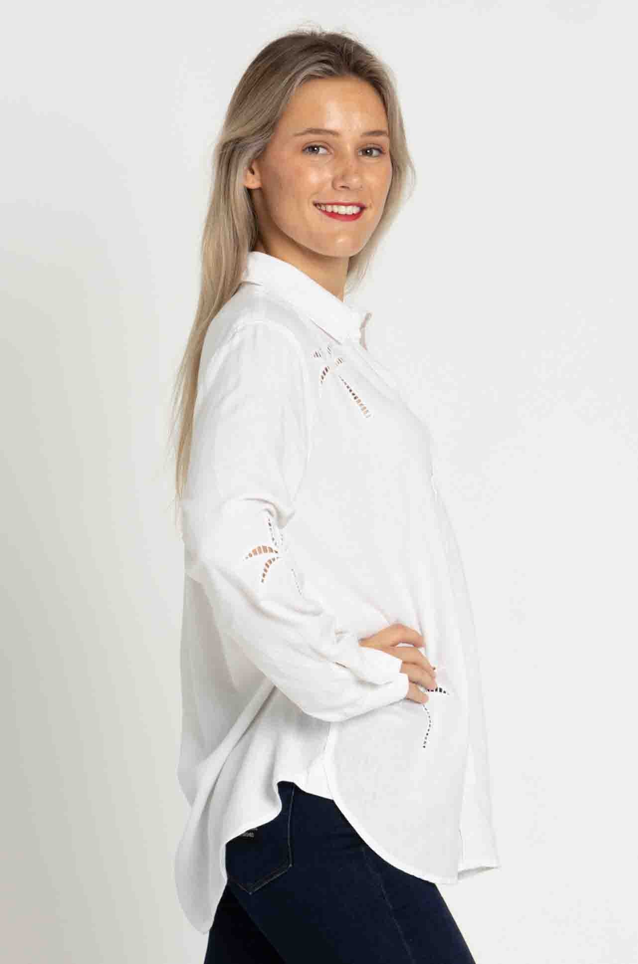 Rails - Charli Shirt in White Palm Tree Eyelet