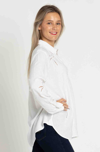 Rails - Charli Shirt in White Palm Tree Eyelet