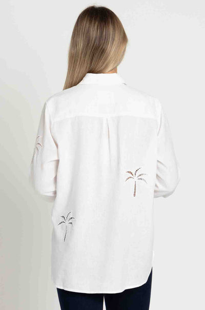 Rails - Charli Shirt in White Palm Tree Eyelet