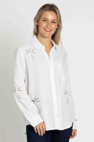 Rails - Charli Shirt in White Palm Tree Eyelet