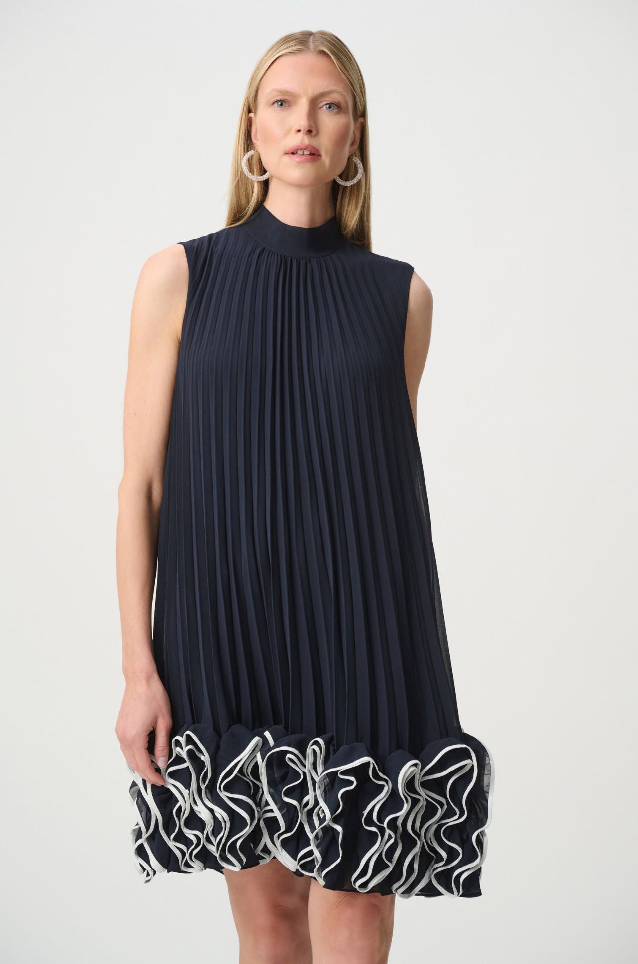 Joseph Ribkoff - Chiffon Ruffle Hem Trapeze Dress