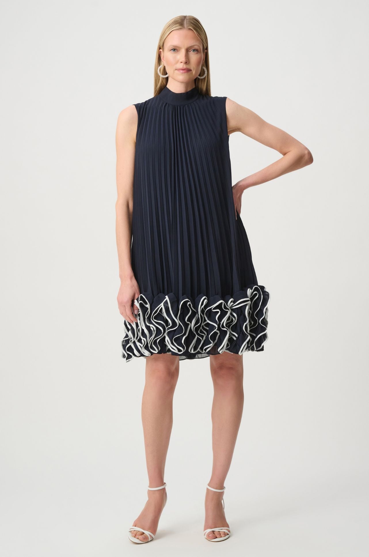Joseph Ribkoff - Chiffon Ruffle Hem Trapeze Dress