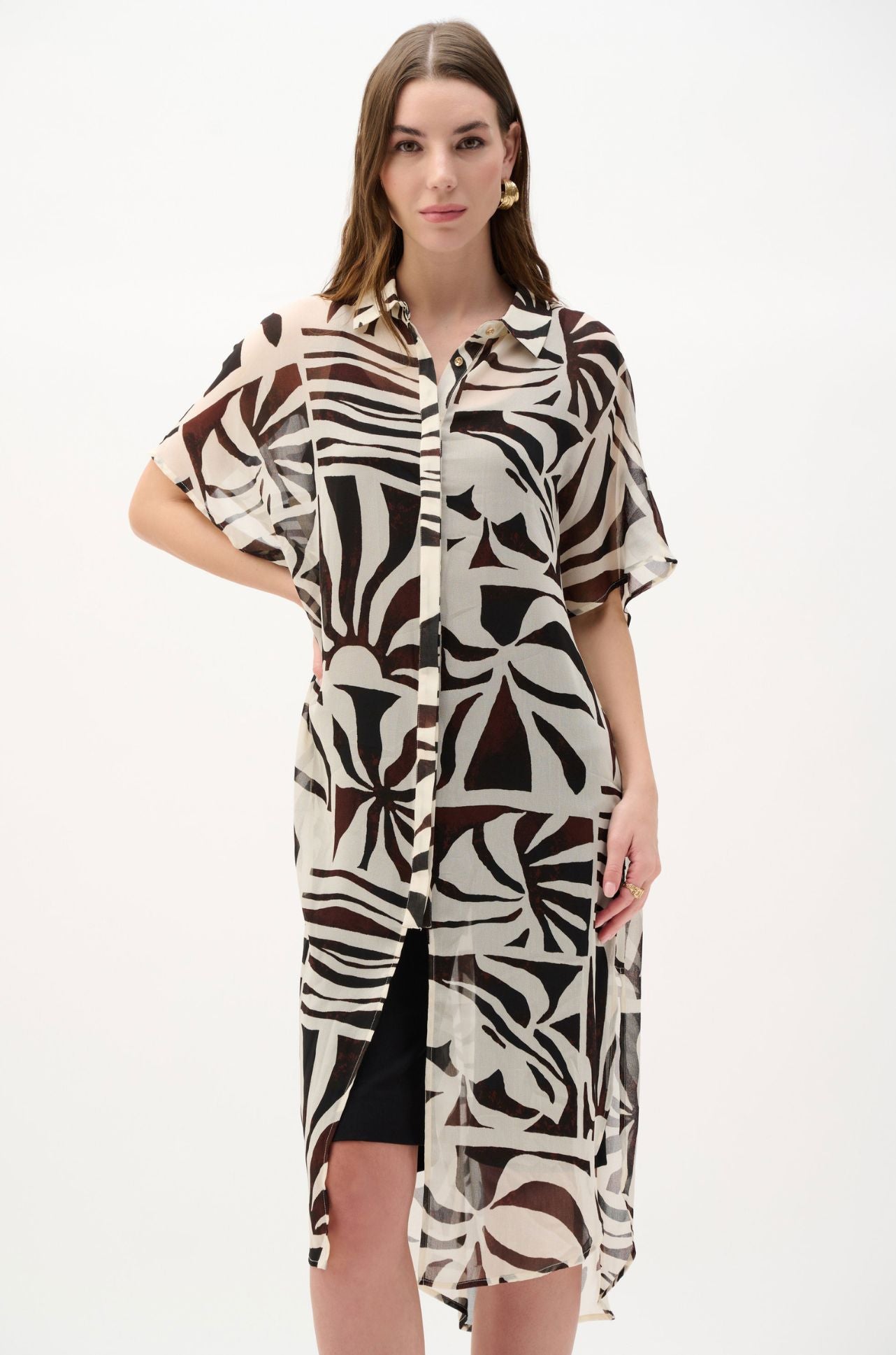 Joseph Ribkoff - Chiffon Tropical Print Straight Blouse