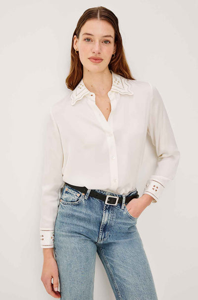 Rails - Clarise LS Button Down in Ivory Eyelet