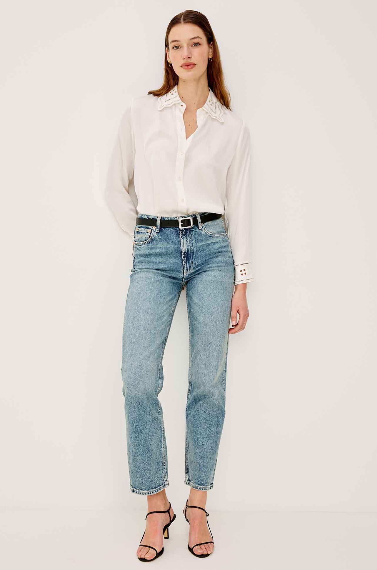 Rails - Clarise LS Button Down in Ivory Eyelet