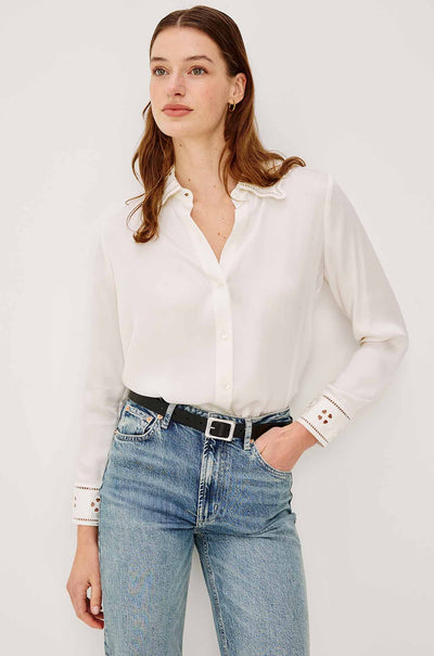 Rails - Clarise LS Button Down in Ivory Eyelet