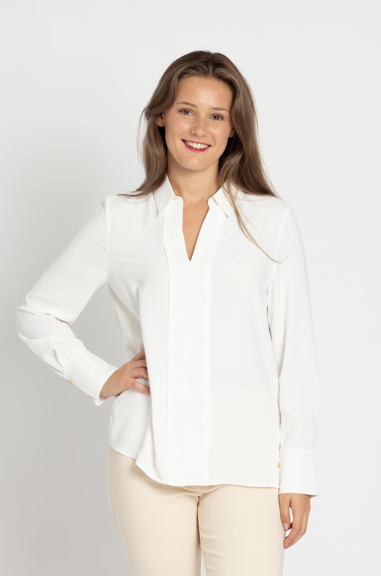 Marc Cain - Collared V-Neck Blouse