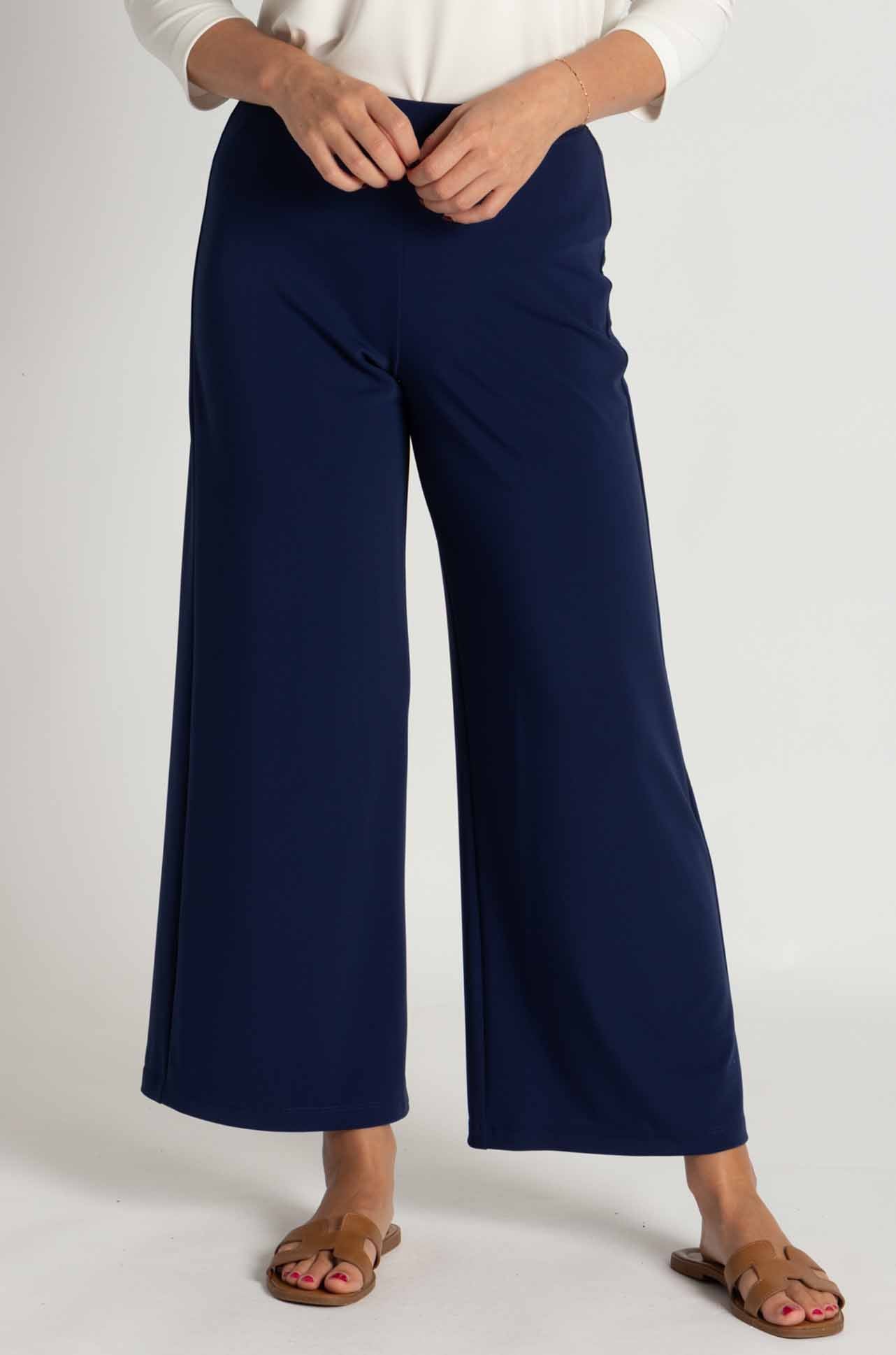Mela Purdie - Crop Palazzo Pant in Powder Knit in Sapphire