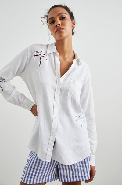Rails - Charli Shirt in White Palm Tree Eyelet