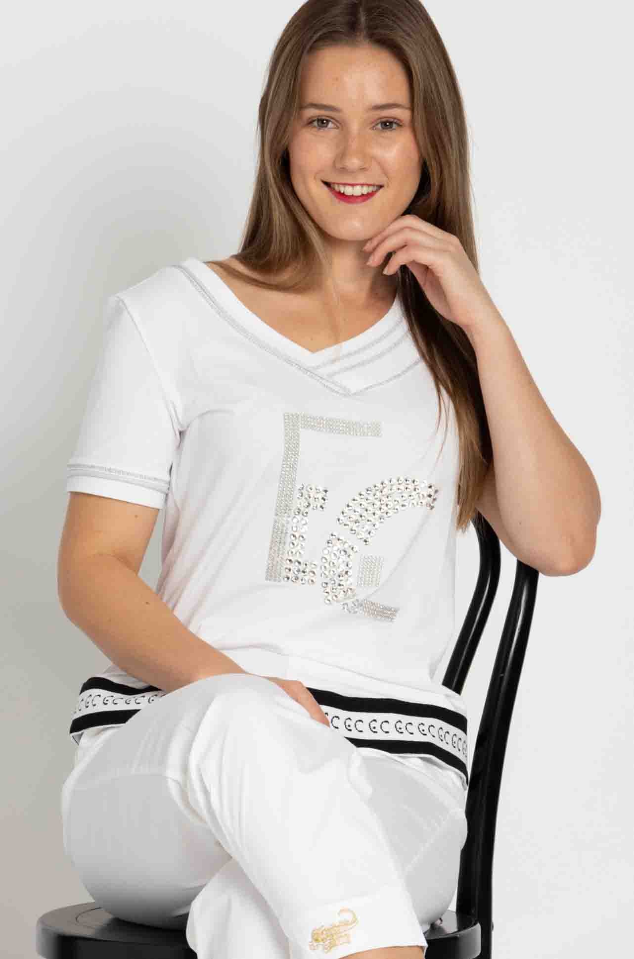 Elisa Cavaletti - Diamante Detail Tee in Bianco