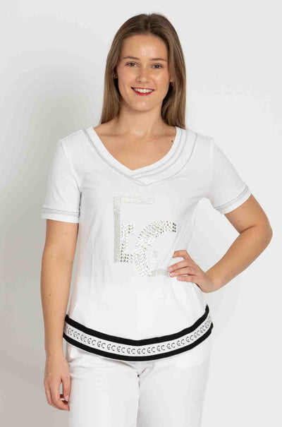 Elisa Cavaletti - Diamante Detail Tee in Bianco