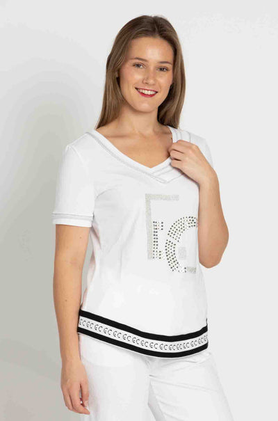 Elisa Cavaletti - Diamante Detail Tee in Bianco