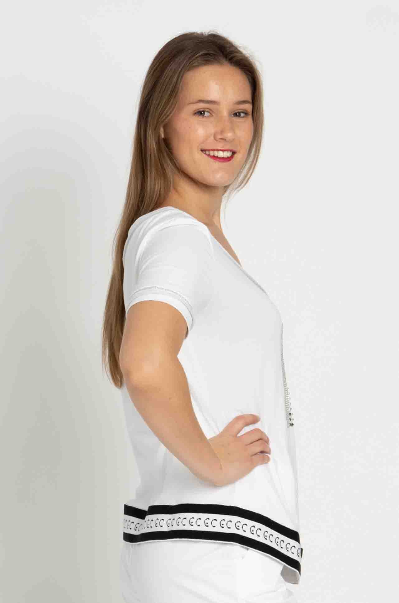 Elisa Cavaletti - Diamante Detail Tee in Bianco