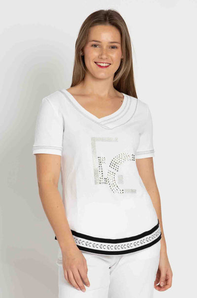 Elisa Cavaletti - Diamante Detail Tee in Bianco