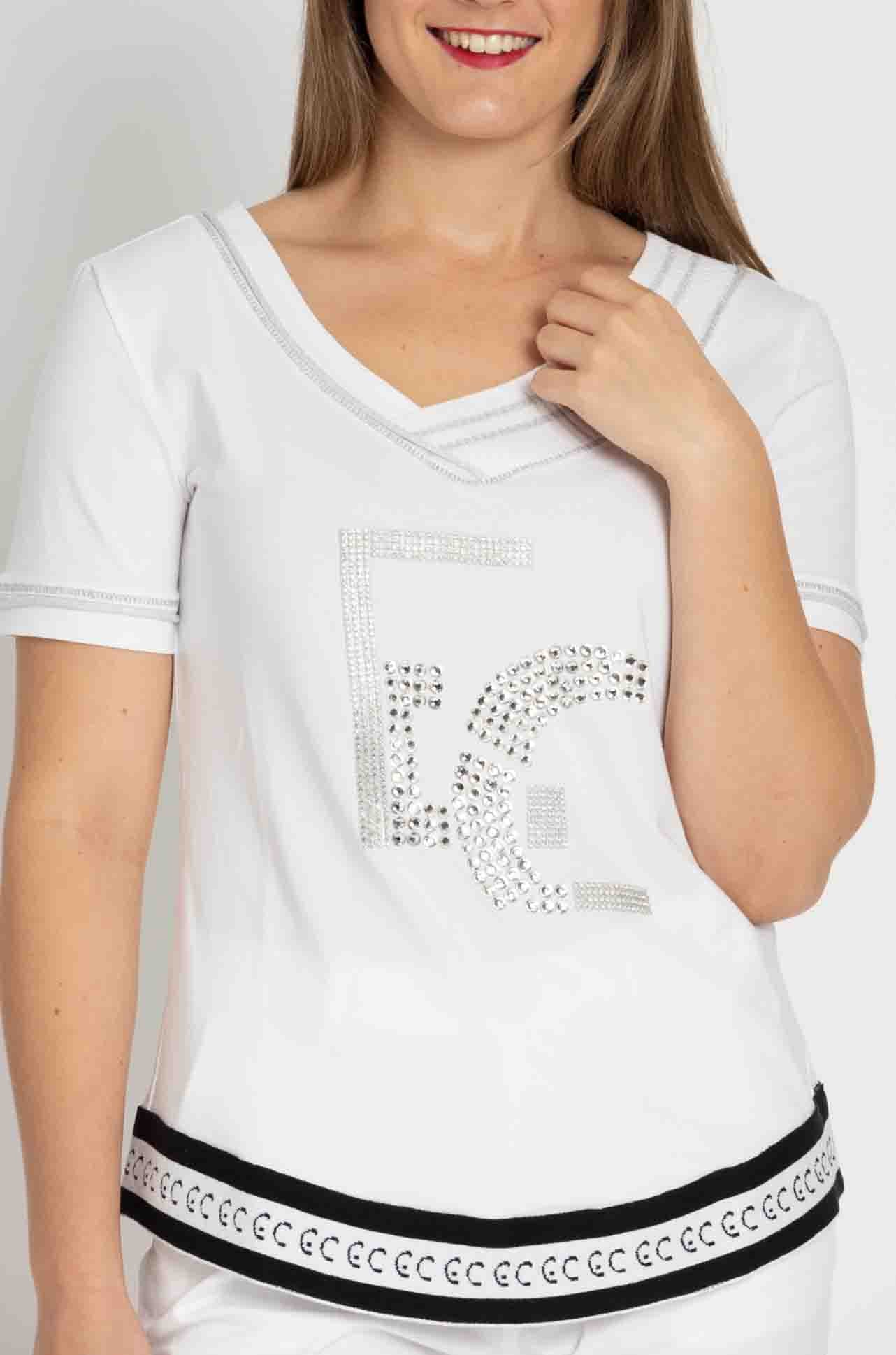 Elisa Cavaletti - Diamante Detail Tee in Bianco