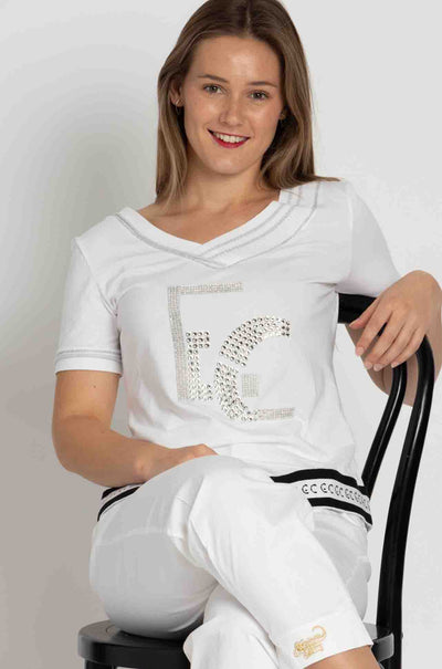 Elisa Cavaletti - Diamante Detail Tee in Bianco