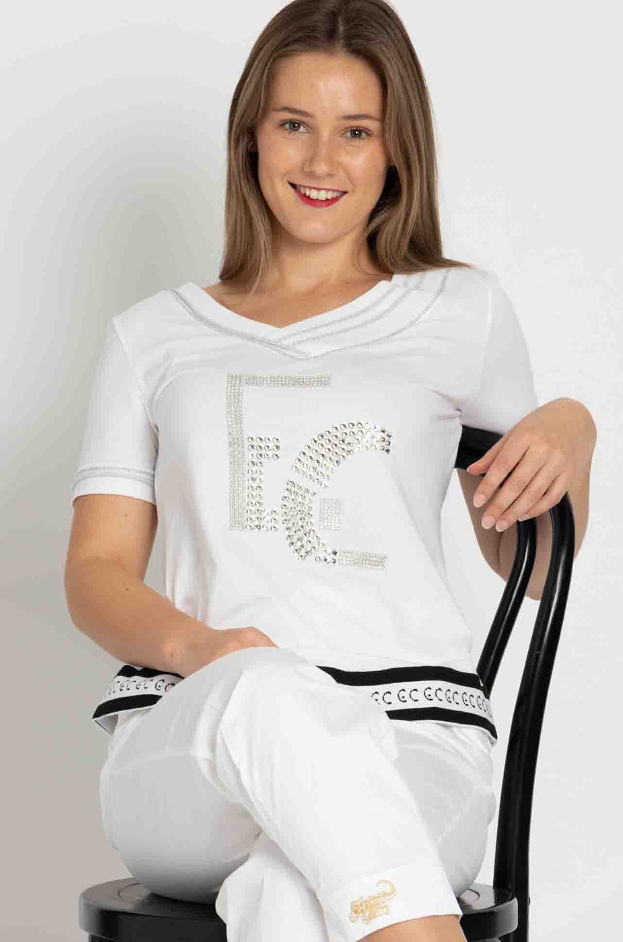 Elisa Cavaletti - Diamante Detail Tee in Bianco
