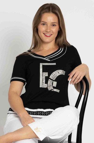 Elisa Cavaletti - Diamante Detail Tee in Nero