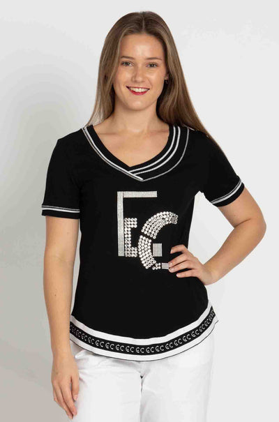 Elisa Cavaletti - Diamante Detail Tee in Nero