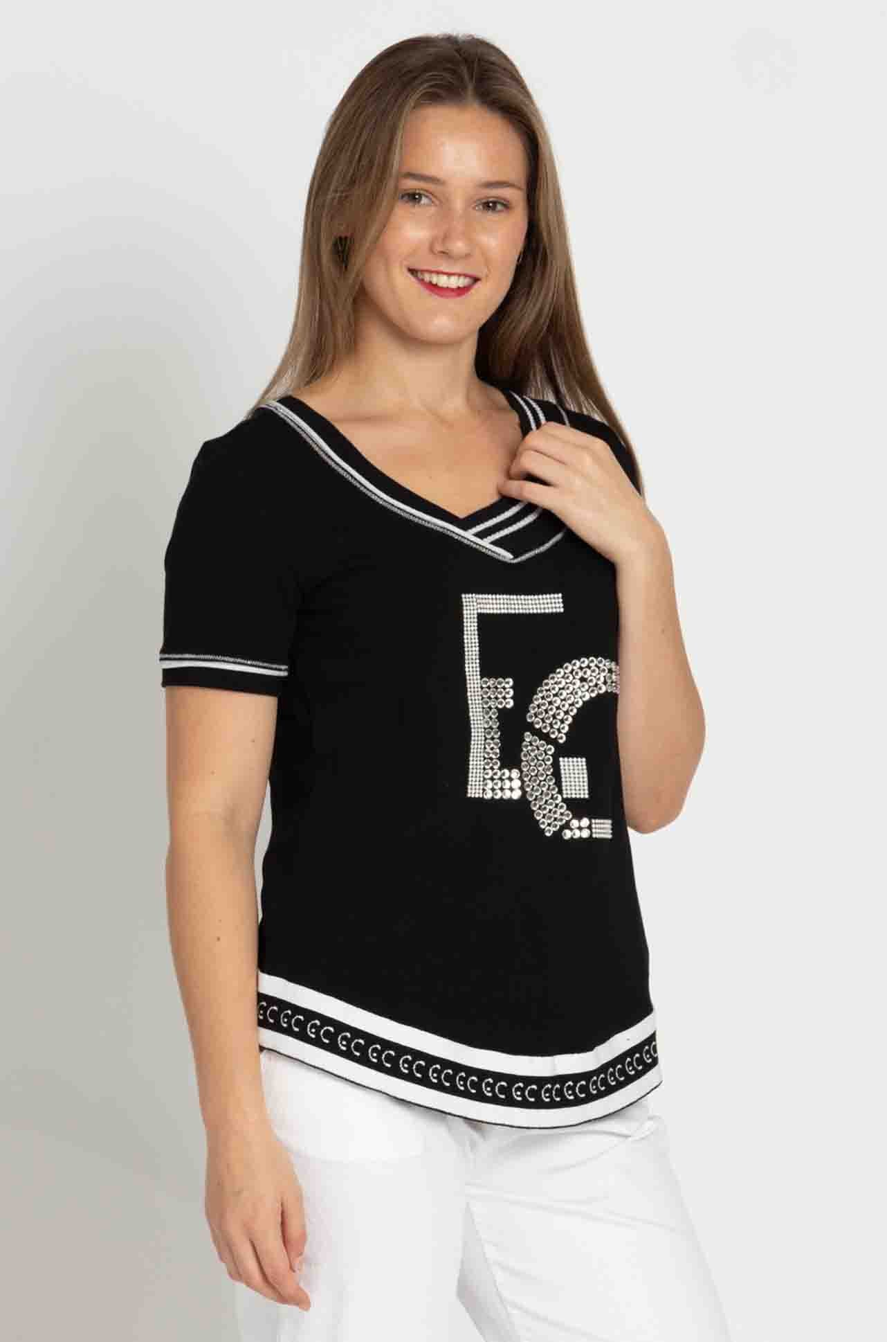 Elisa Cavaletti - Diamante Detail Tee in Nero