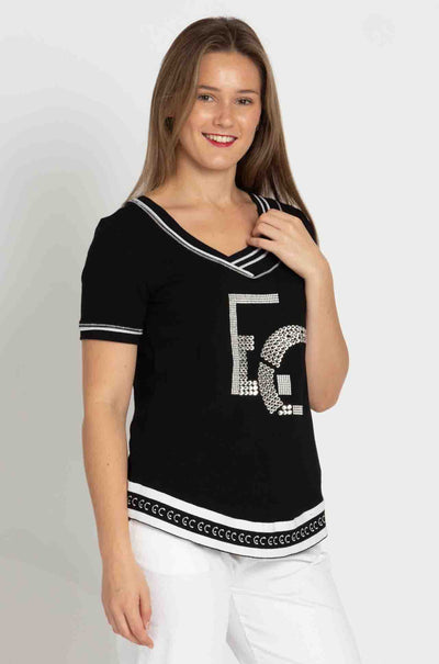 Elisa Cavaletti - Diamante Detail Tee in Nero