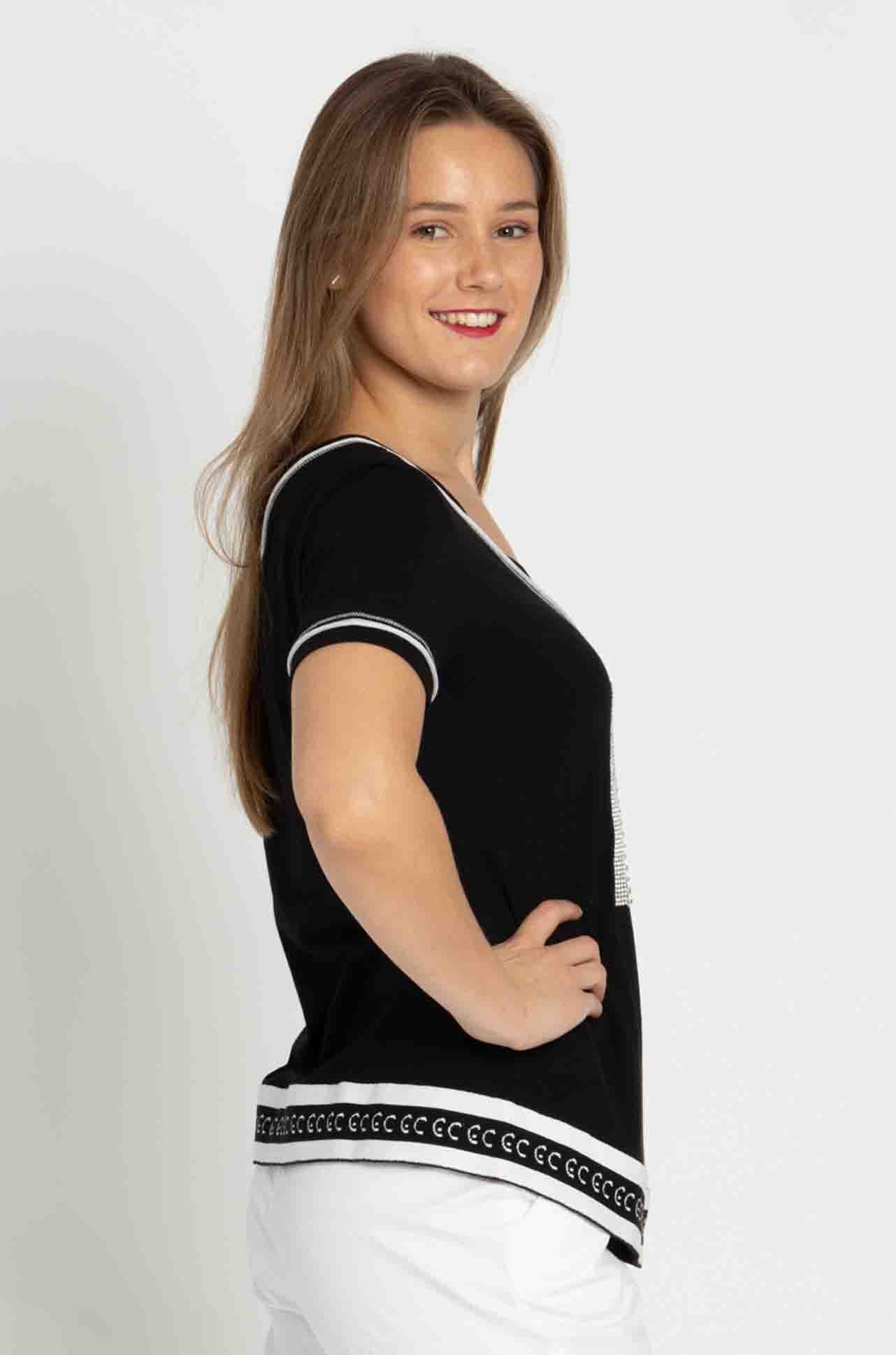 Elisa Cavaletti - Diamante Detail Tee in Nero