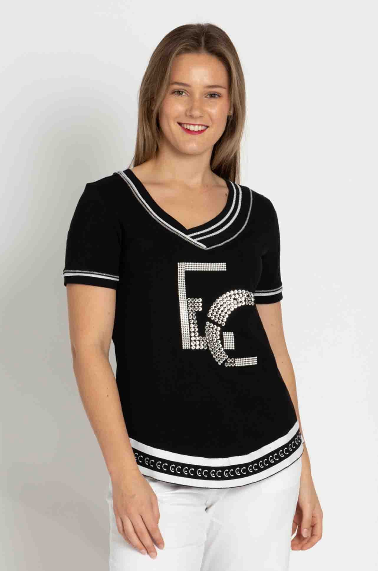 Elisa Cavaletti - Diamante Detail Tee in Nero