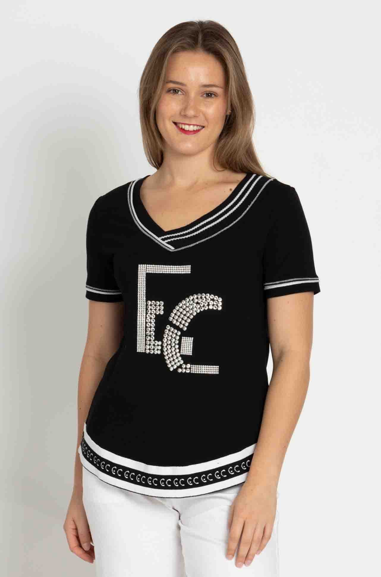 Elisa Cavaletti - Diamante Detail Tee in Nero