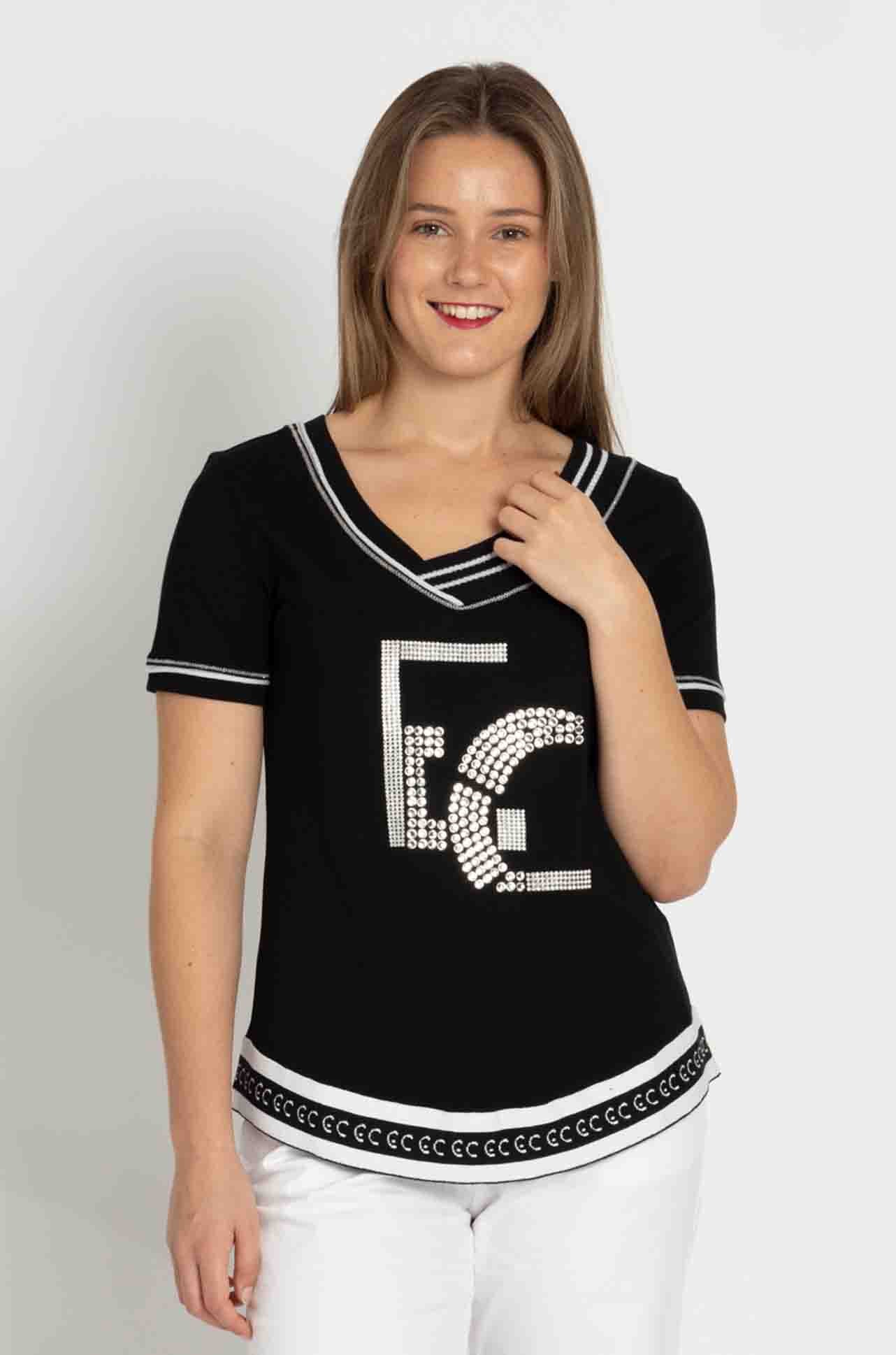 Elisa Cavaletti - Diamante Detail Tee in Nero