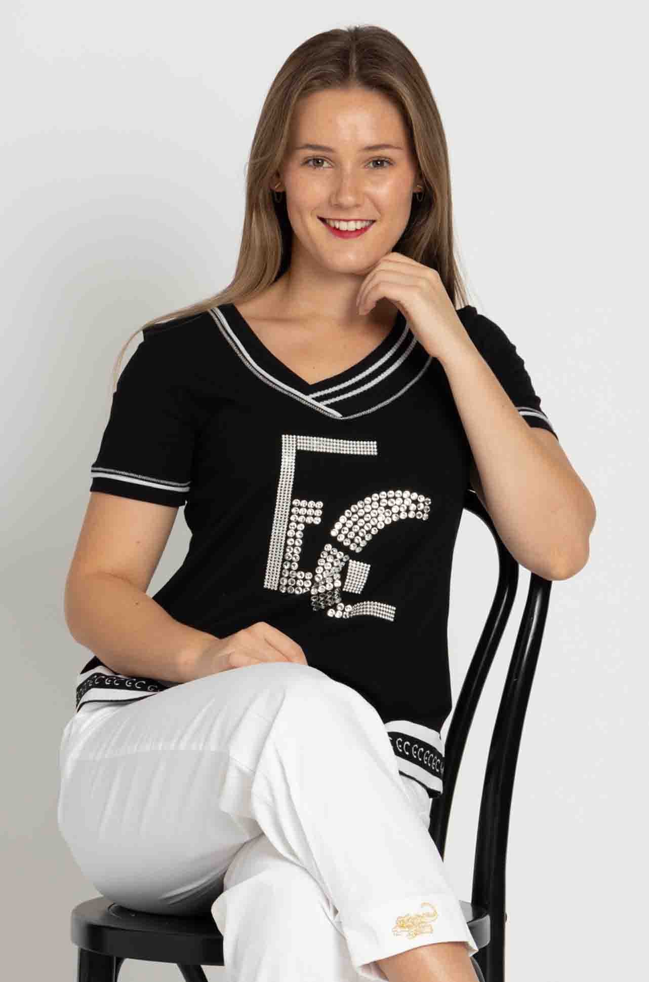 Elisa Cavaletti - Diamante Detail Tee in Nero