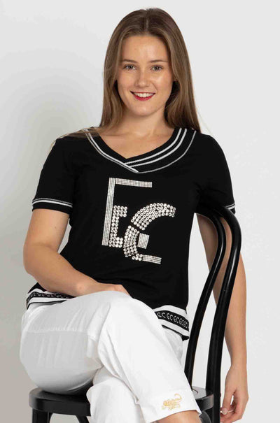 Elisa Cavaletti - Diamante Detail Tee in Nero