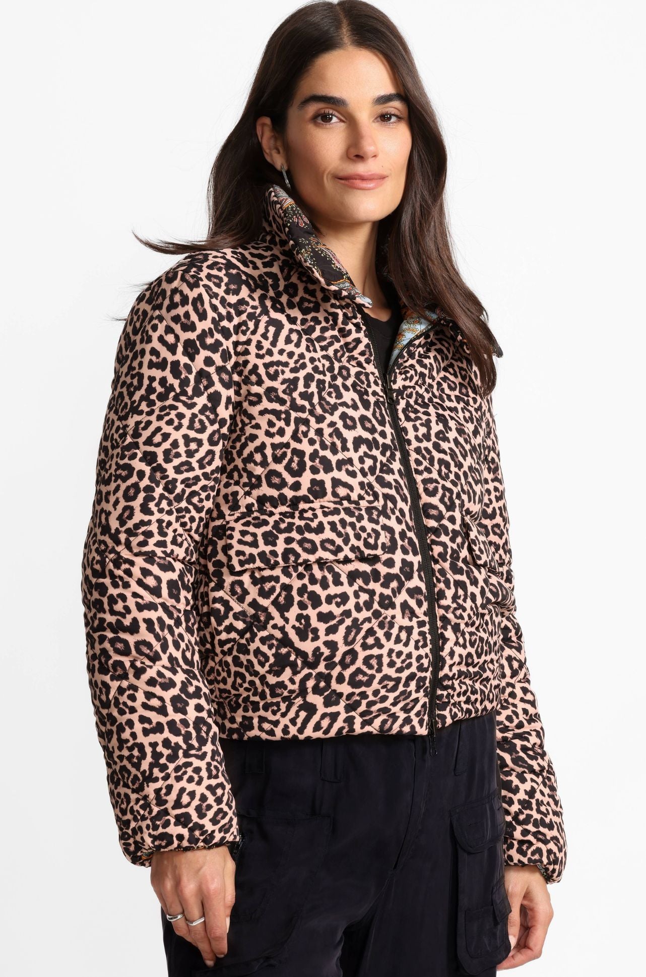 Johnny Was - Diamond Quilted Cropped Reversible Puffer in Leto