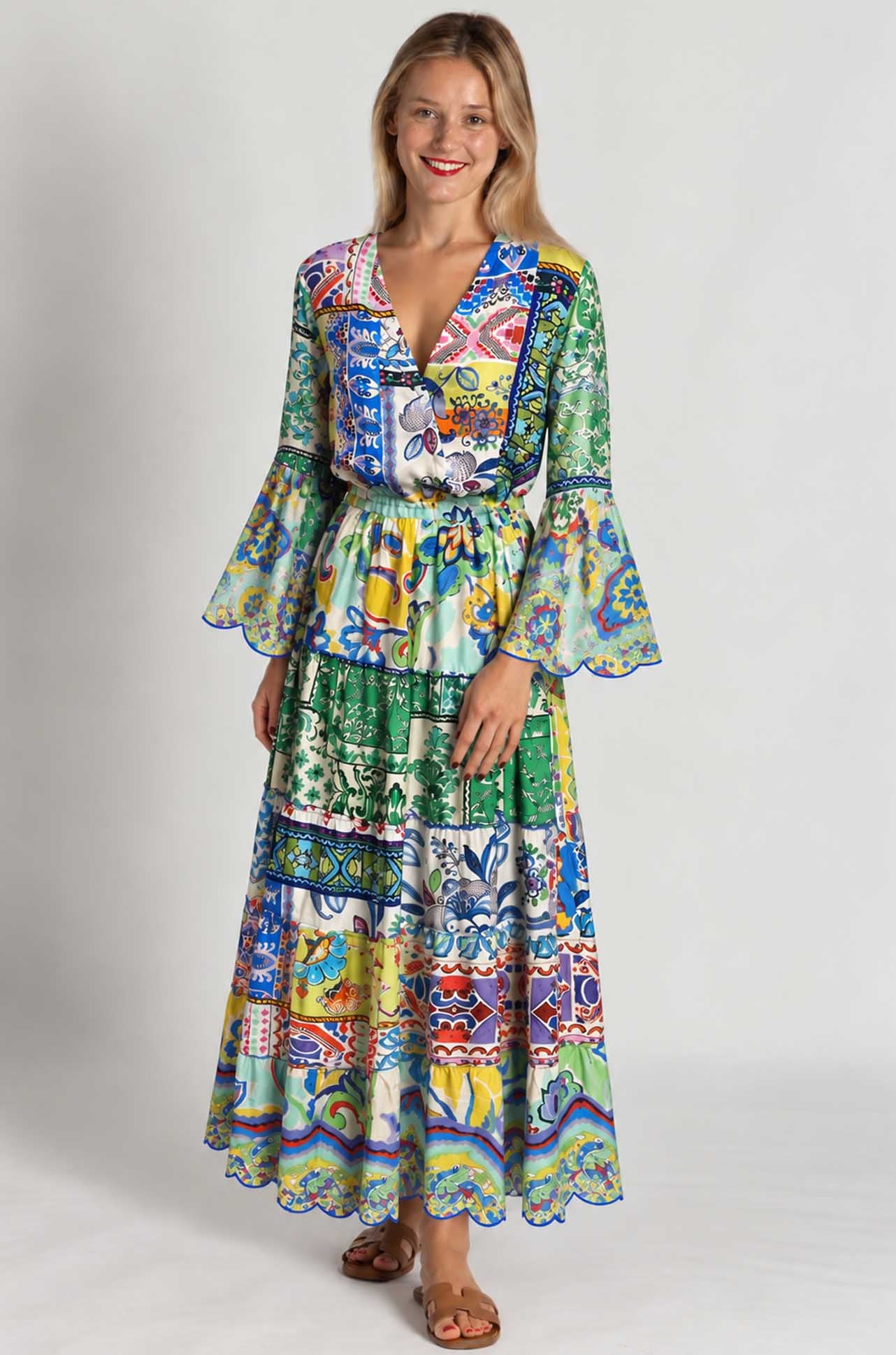 Johnny Was - Dibble Tiered Dress in Ameria Patchwork