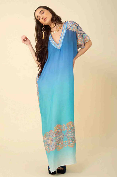 Hale Bob - Eloise V-Neck Caftan in Blue