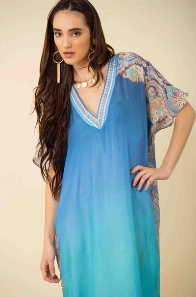 Hale Bob - Eloise V-Neck Caftan in Blue