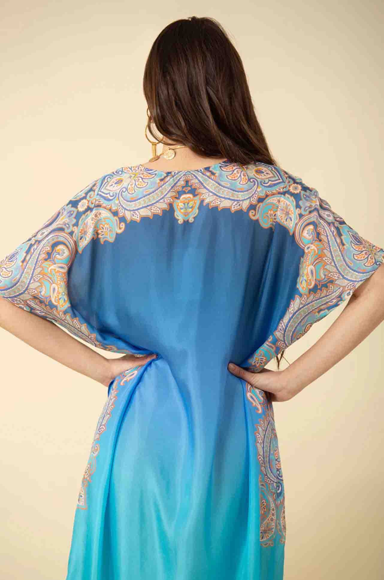 Hale Bob - Eloise V-Neck Caftan in Blue