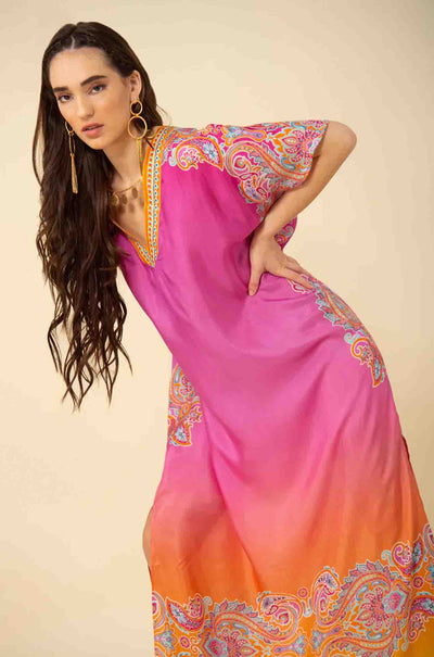 Hale Bob - Eloise V-Neck Caftan in Pink