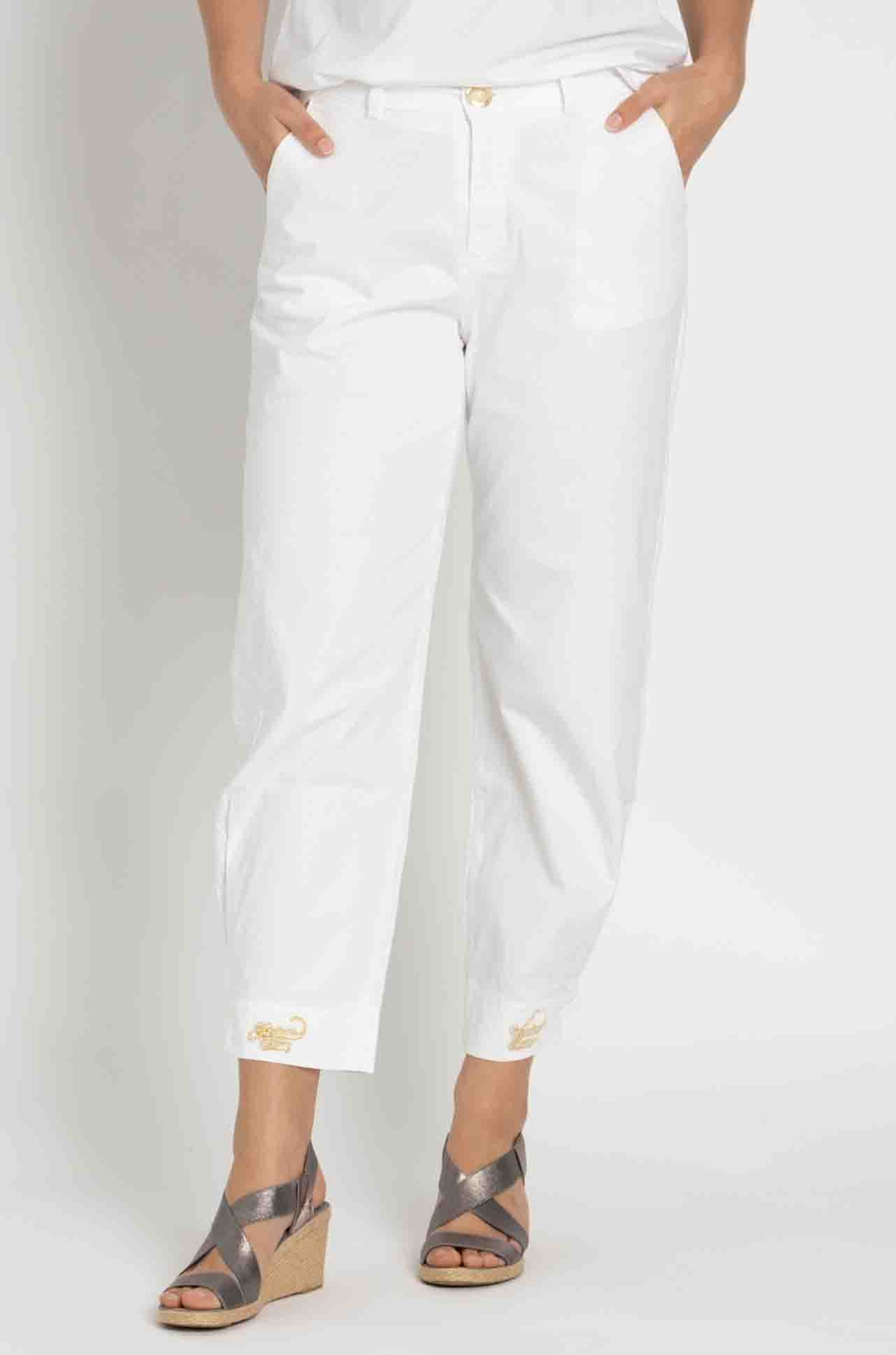 Elisa Cavaletti - Embroidered Jean w/ Side Pleat Cuff