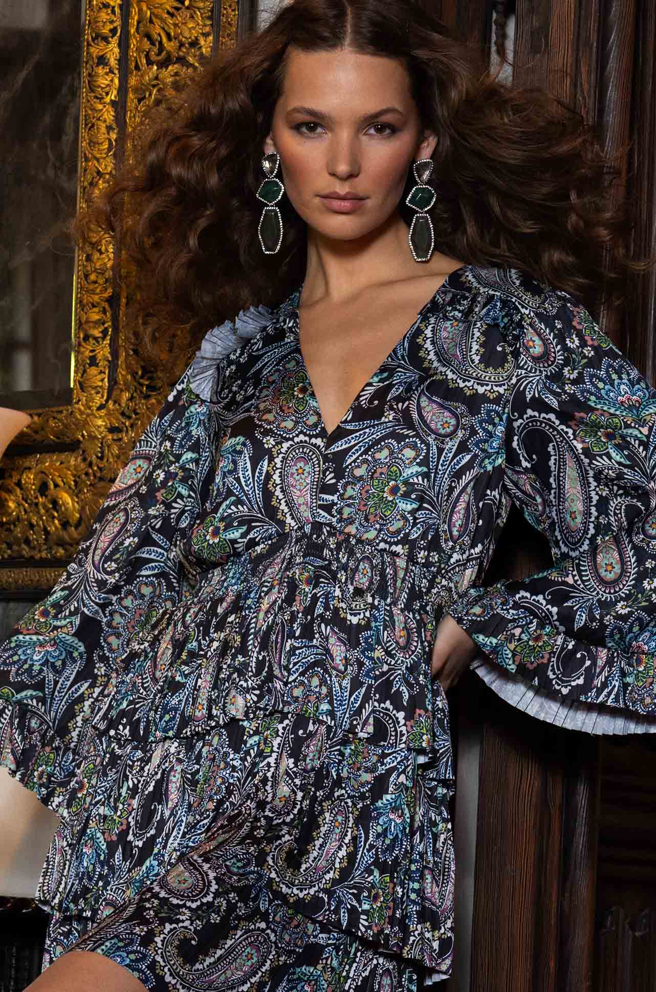 Hale Bob - Esmeralda L/S V Neck Dress